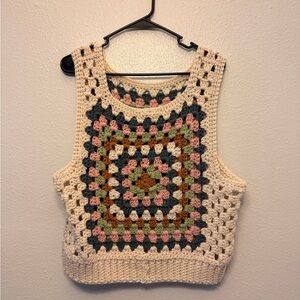 Handmade Crochet Sleeveless Top - Multicolor